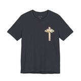 Proverbs 31:25 Floral Cross Tee — Inspirational Women’s Bible Verse Shirt