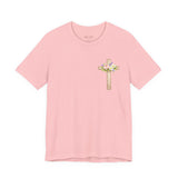Proverbs 31:25 Floral Cross Tee — Inspirational Women’s Bible Verse Shirt